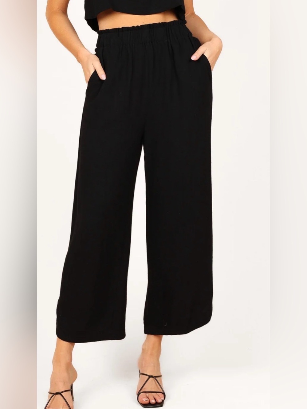 Petal & Pup 100% linen black wide leg pants, small